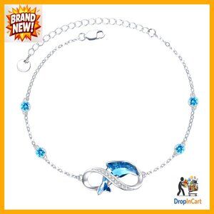 Sterling Silver Dolphin Infinity Ankle Bracelet Adjustable Elegant Jewelry Gift